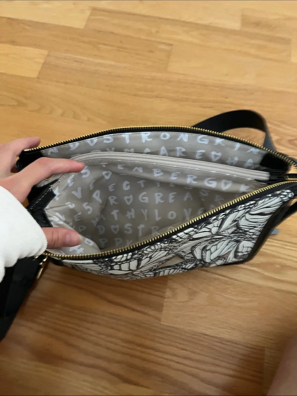 Aimee Kestenburg Black and White Butterfly Print Crossbody Bag
